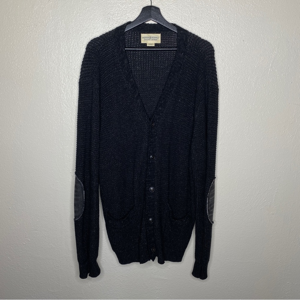 Denim & Supply Ralph Lauren Dark Gray Chunky Knit Long Cardigan Sweater Size XL
